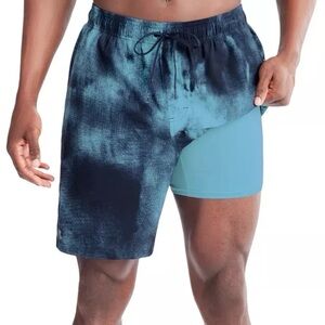 Under Armour Blue Tie-Dye Board Shorts Quick-Dry